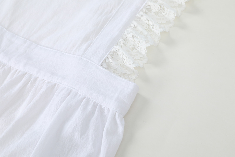 French pastoral style, artistic cotton and linen retro apron with headscarf, florist lace solid color ruffled maid apron
