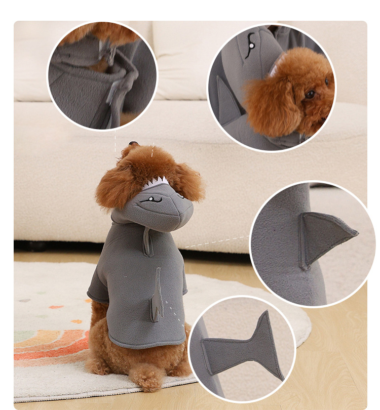 Children's shark onesie pajamas, matching pet dog outfit, fleece parent-child animal loungewear cosplay set