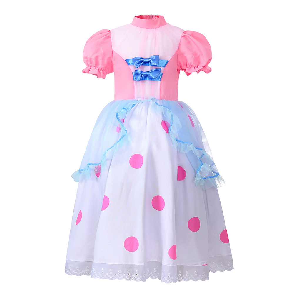 Halloween children's costume, June 1st cartoon character, pink polka dot princess cosplay performance costume, shepherdess