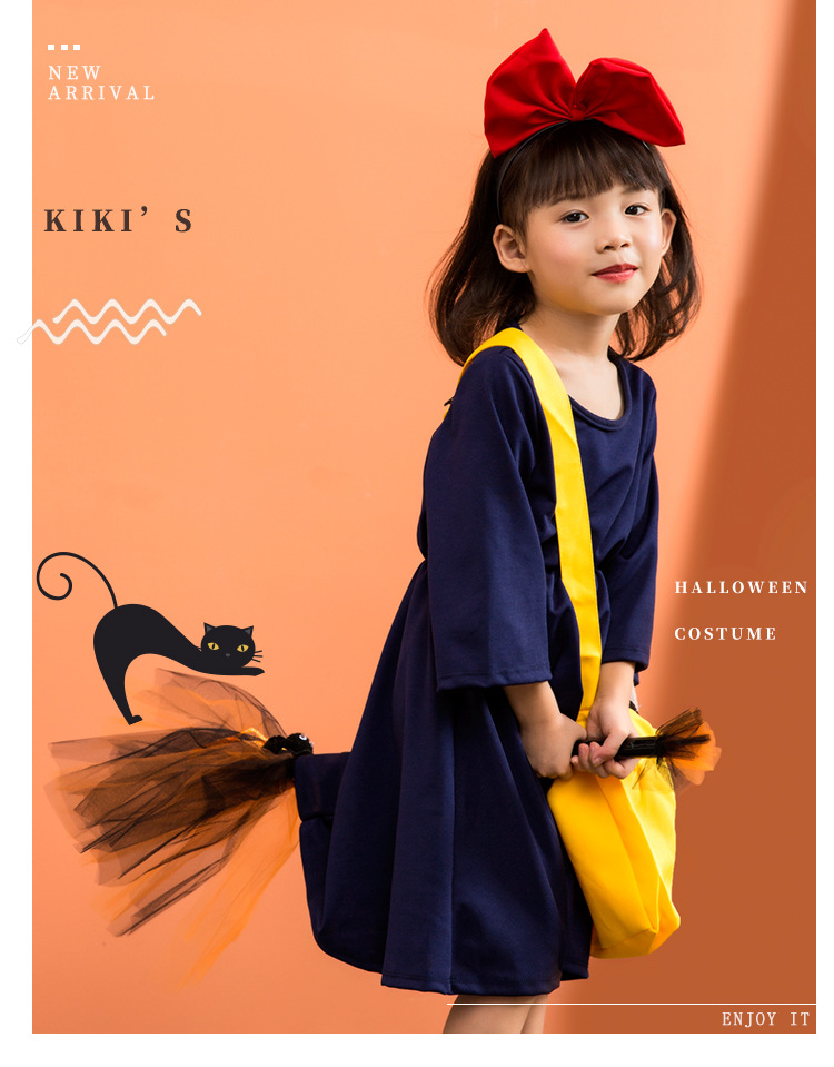 Halloween costume, little witch cosplay dress, children's performance costume, children's cartoon Kiki clothes
