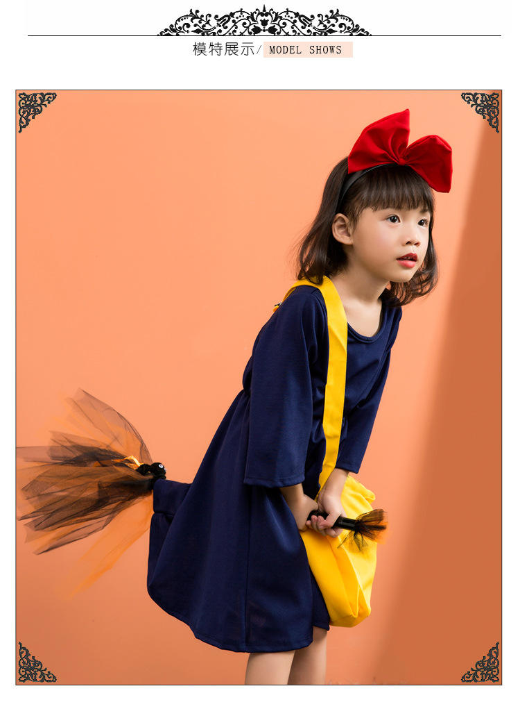 Halloween costume, little witch cosplay dress, children's performance costume, children's cartoon Kiki clothes