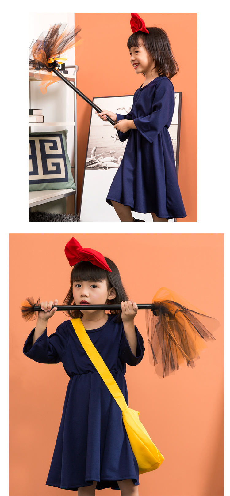 Halloween costume, little witch cosplay dress, children's performance costume, children's cartoon Kiki clothes