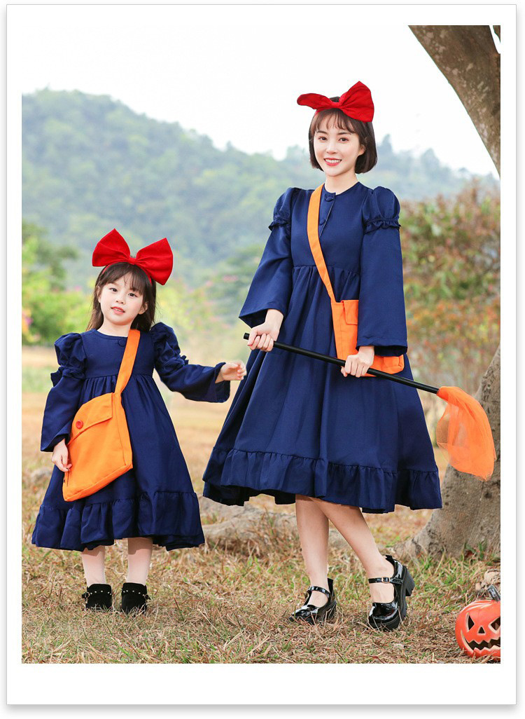 Parent-child anime role-playing costumes, adult 2D cosplay, Little Witch Kiki Halloween costume
