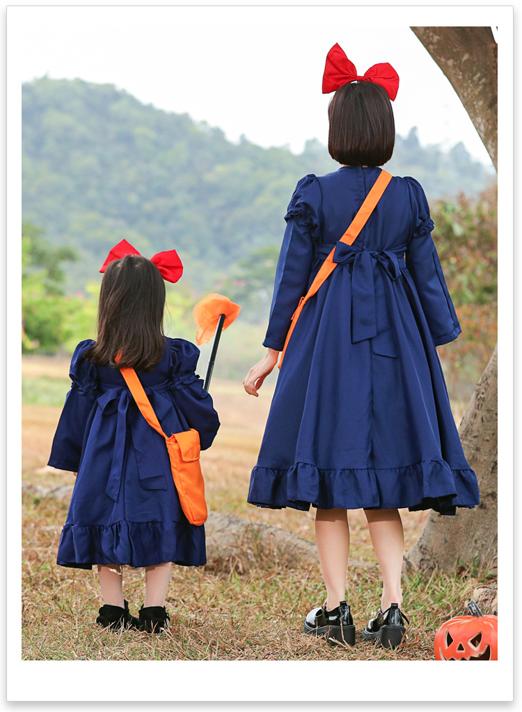 Parent-child anime role-playing costumes, adult 2D cosplay, Little Witch Kiki Halloween costume