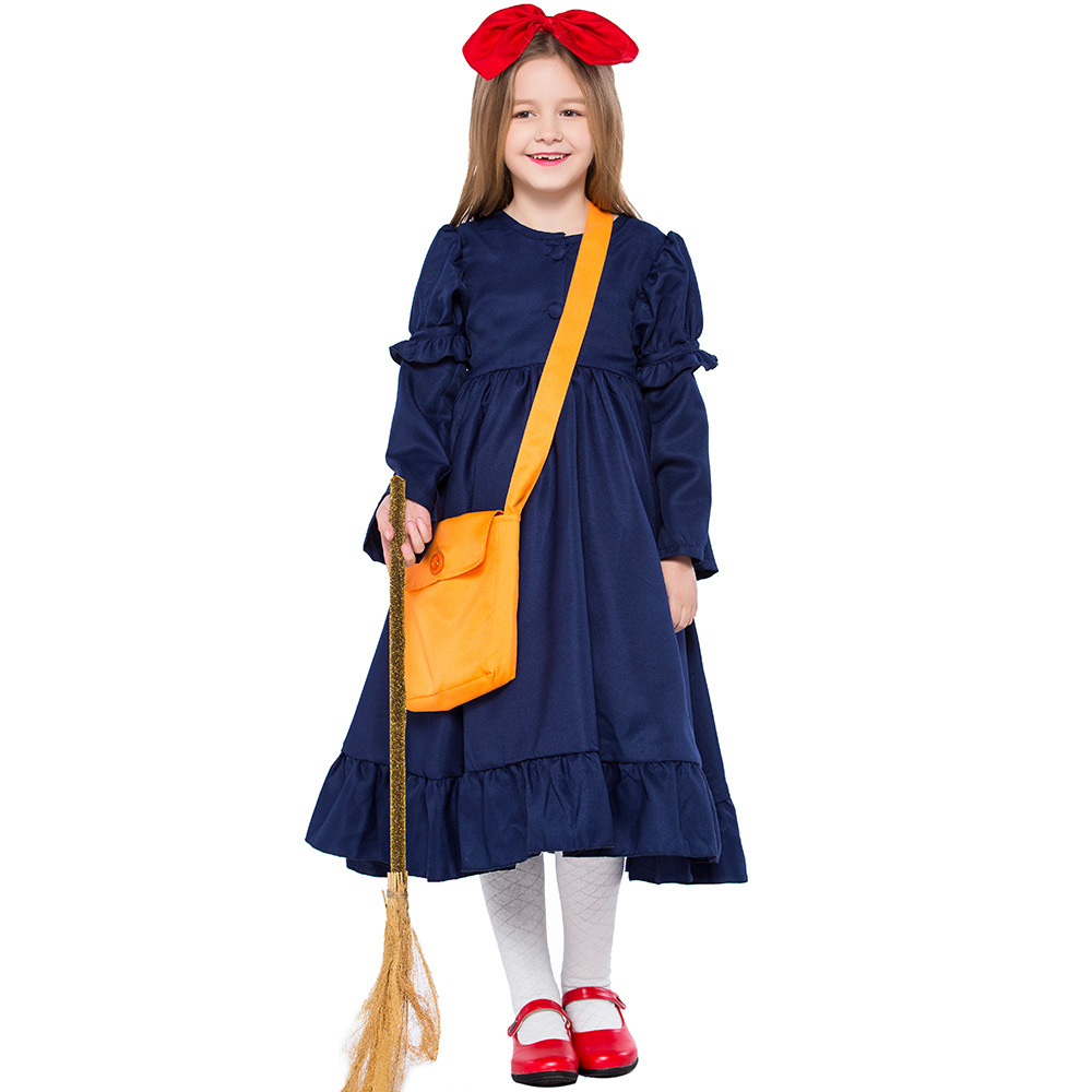 Children's performance costume, little witch cosplay dress, girls' Halloween Kiki photo shoot, parent-child outfit