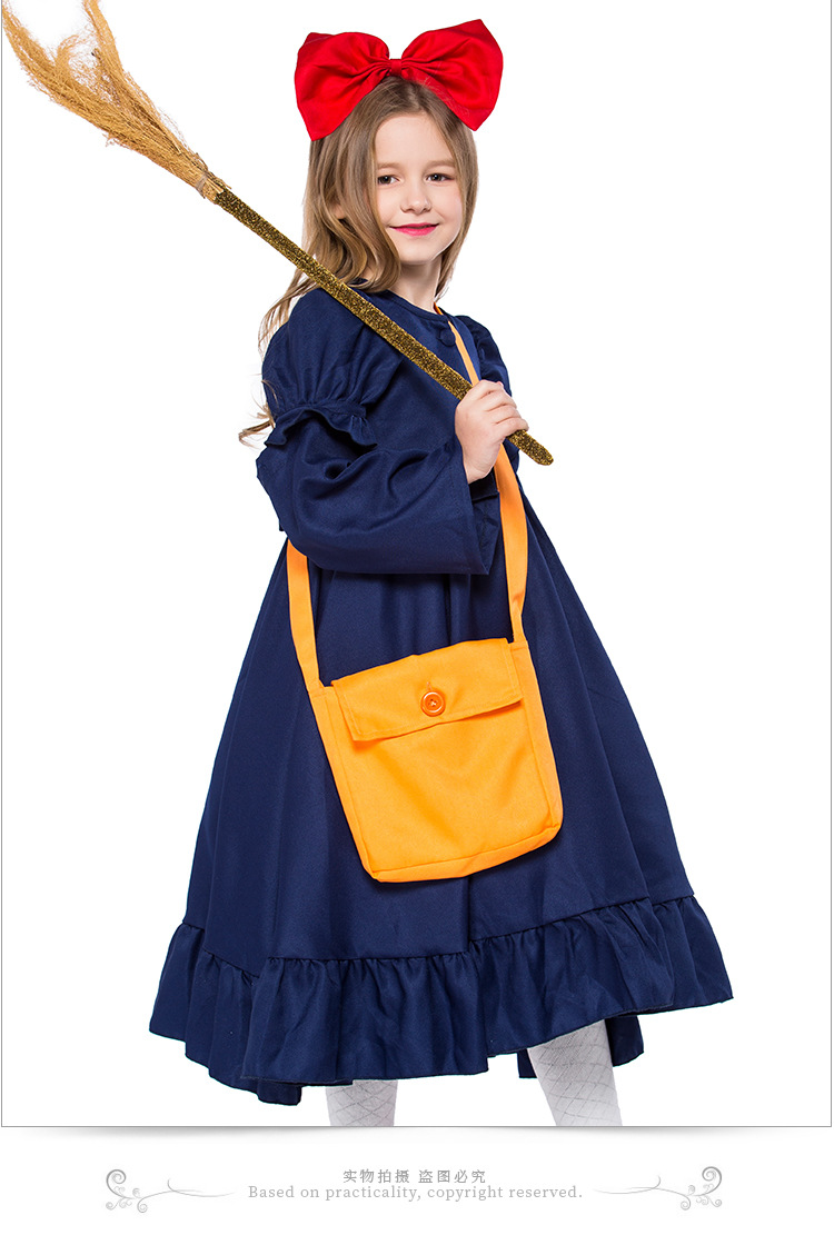 Children's performance costume, little witch cosplay dress, girls' Halloween Kiki photo shoot, parent-child outfit