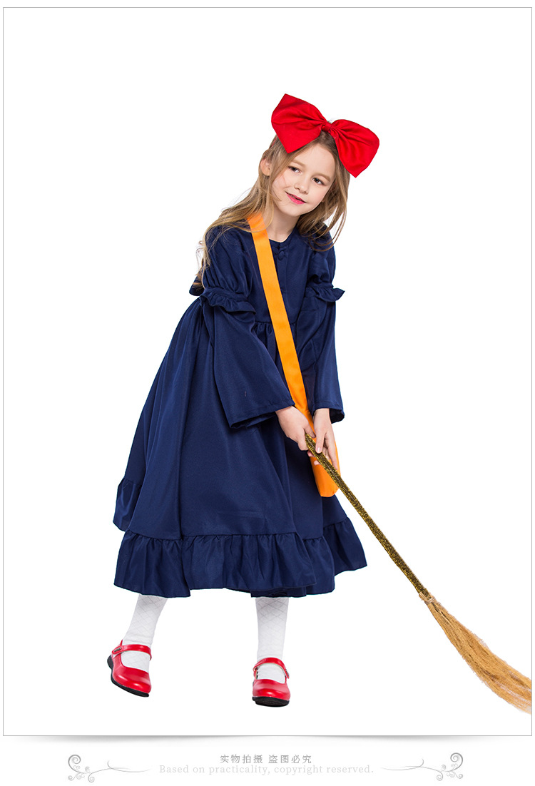 Children's performance costume, little witch cosplay dress, girls' Halloween Kiki photo shoot, parent-child outfit