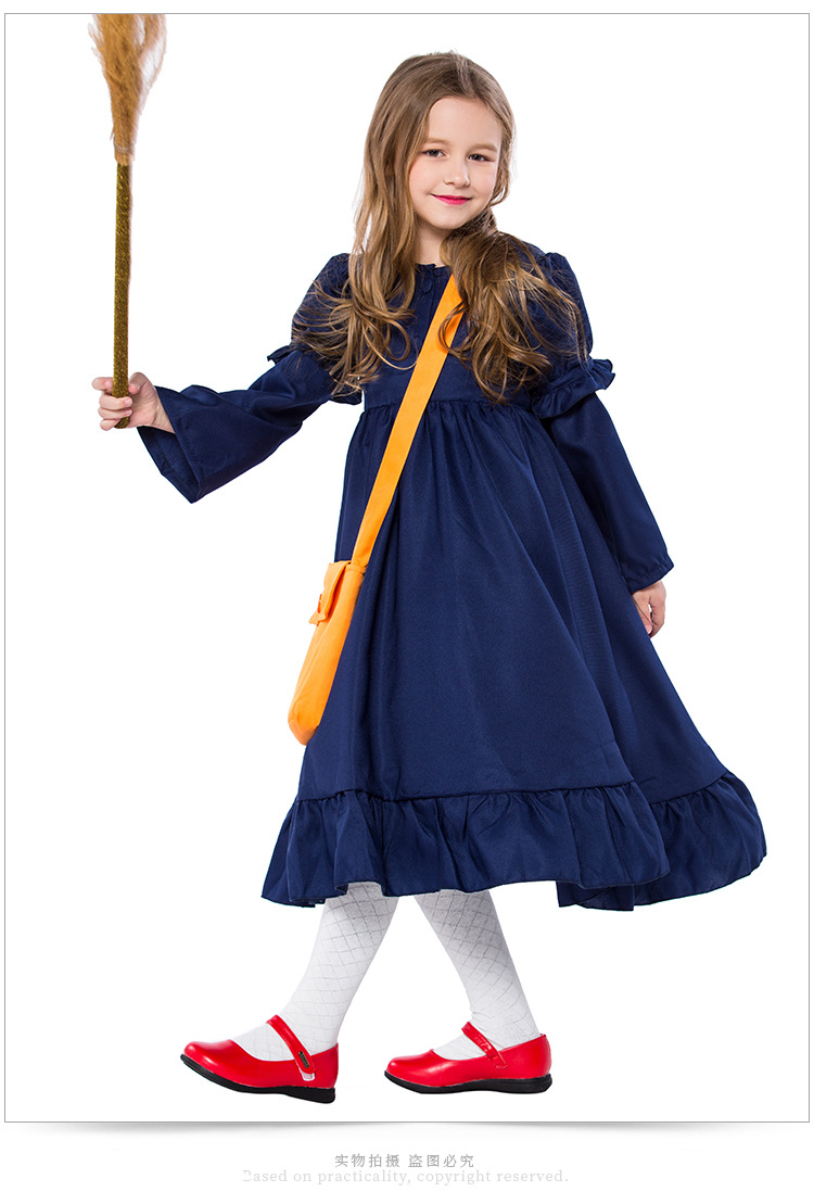 Children's performance costume, little witch cosplay dress, girls' Halloween Kiki photo shoot, parent-child outfit