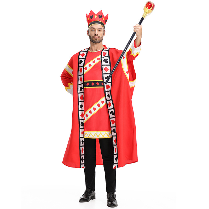 Halloween-themed playing card king family costume stage performance character red king dress