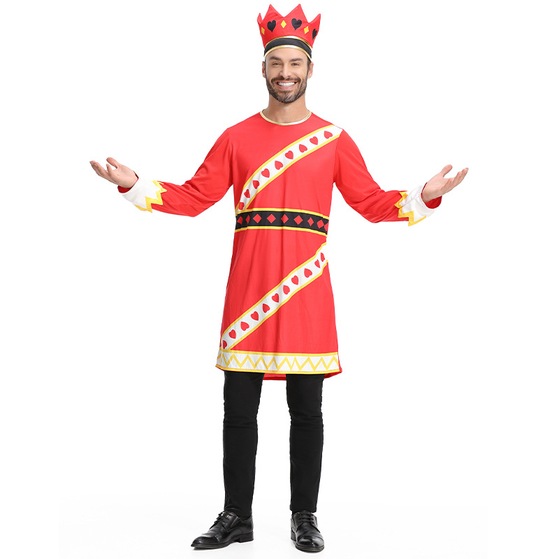 Halloween-themed playing card king family costume stage performance character red king dress