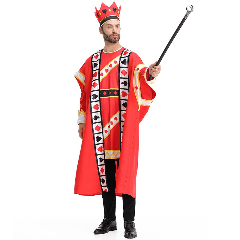 Halloween-themed playing card king family costume stage performance character red king dress