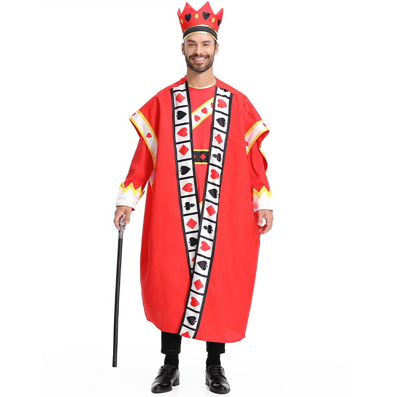 Halloween-themed playing card king family costume stage performance character red king dress
