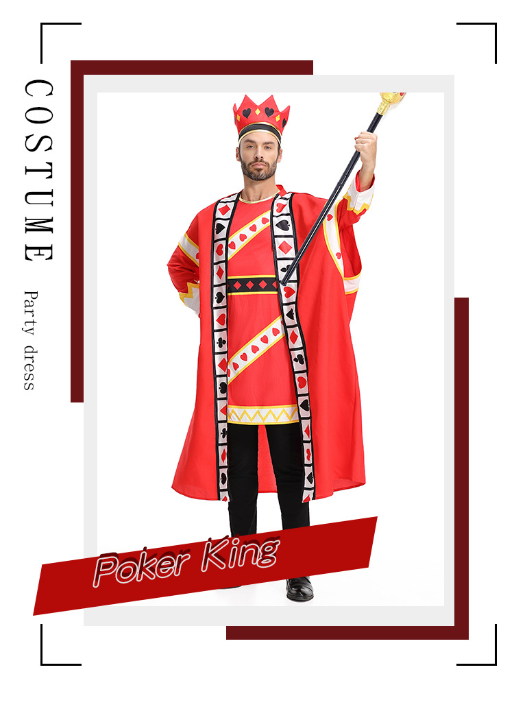 Halloween-themed playing card king family costume stage performance character red king dress