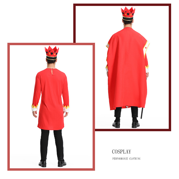 Halloween-themed playing card king family costume stage performance character red king dress