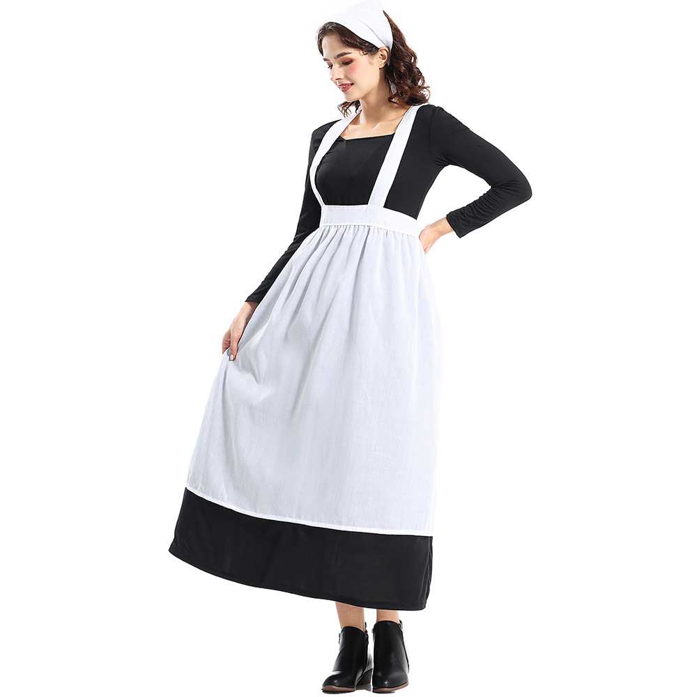 Halloween costume, European farm girl dress, coffee shop maid cosplay stage costume