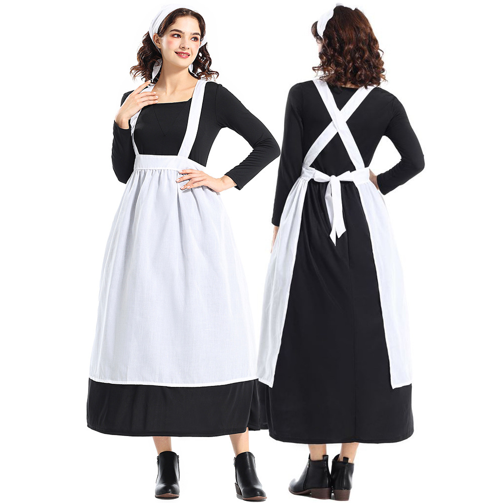 Halloween costume, European farm girl dress, coffee shop maid cosplay stage costume