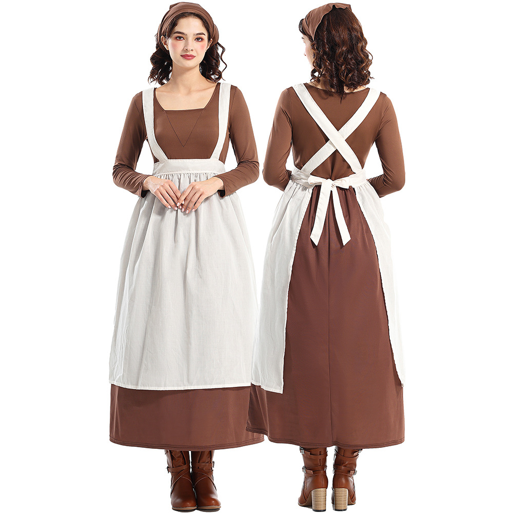 Halloween costume, European farm girl dress, coffee shop maid cosplay stage costume