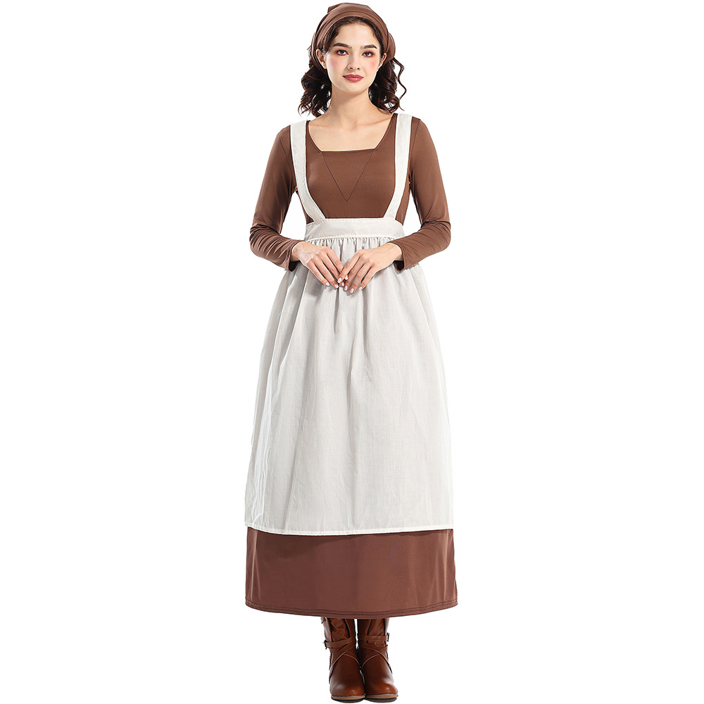 Halloween costume, European farm girl dress, coffee shop maid cosplay stage costume
