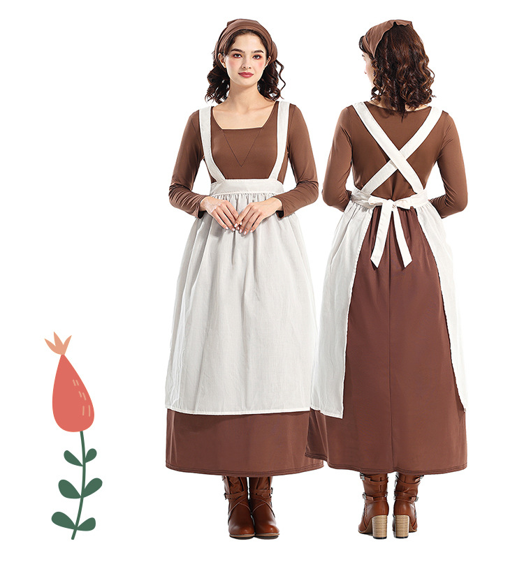 Halloween costume, European farm girl dress, coffee shop maid cosplay stage costume