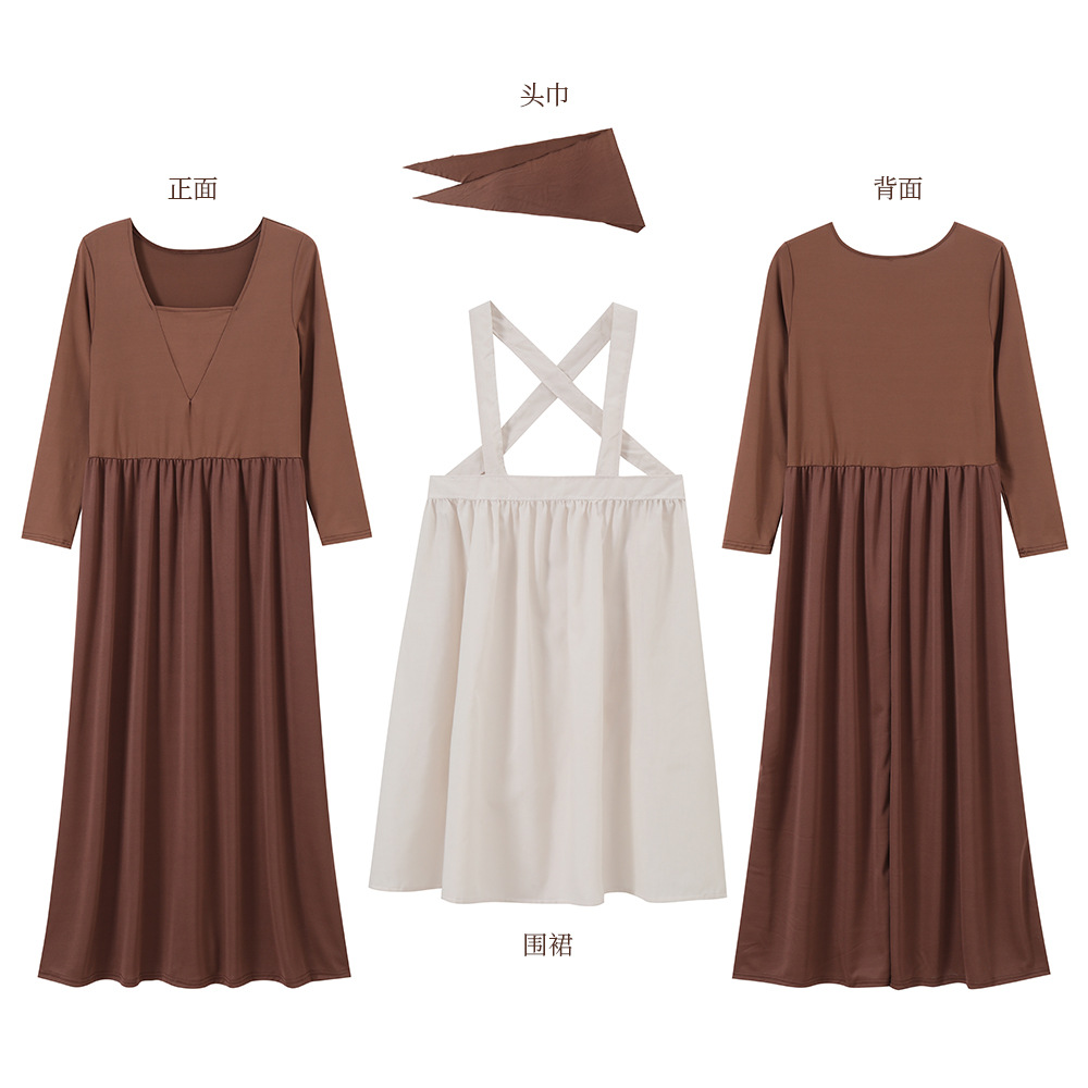 Halloween costume, European farm girl dress, coffee shop maid cosplay stage costume