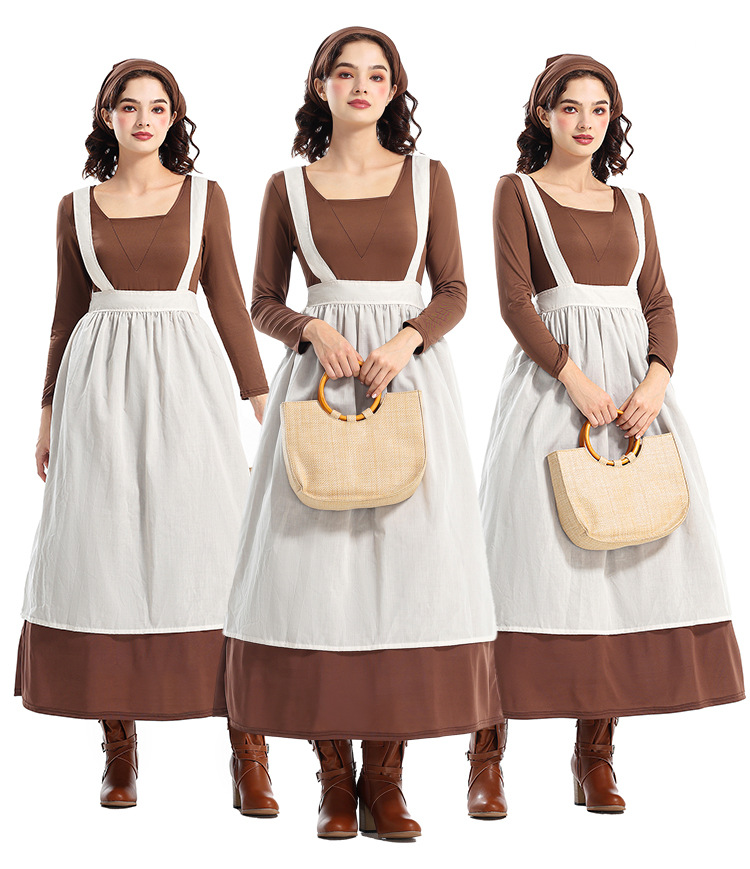 Halloween costume, European farm girl dress, coffee shop maid cosplay stage costume