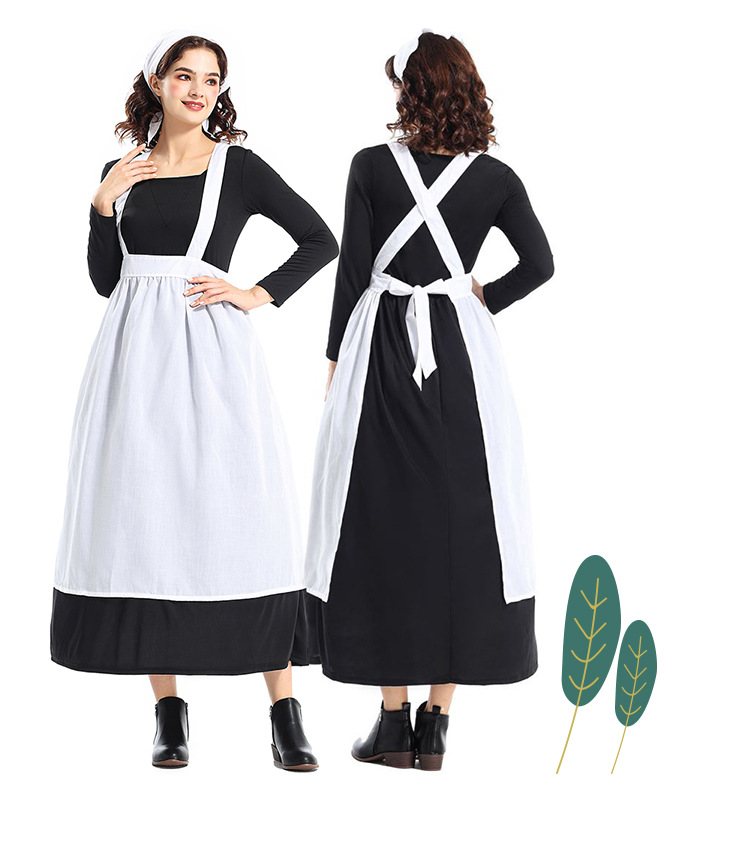 Halloween costume, European farm girl dress, coffee shop maid cosplay stage costume
