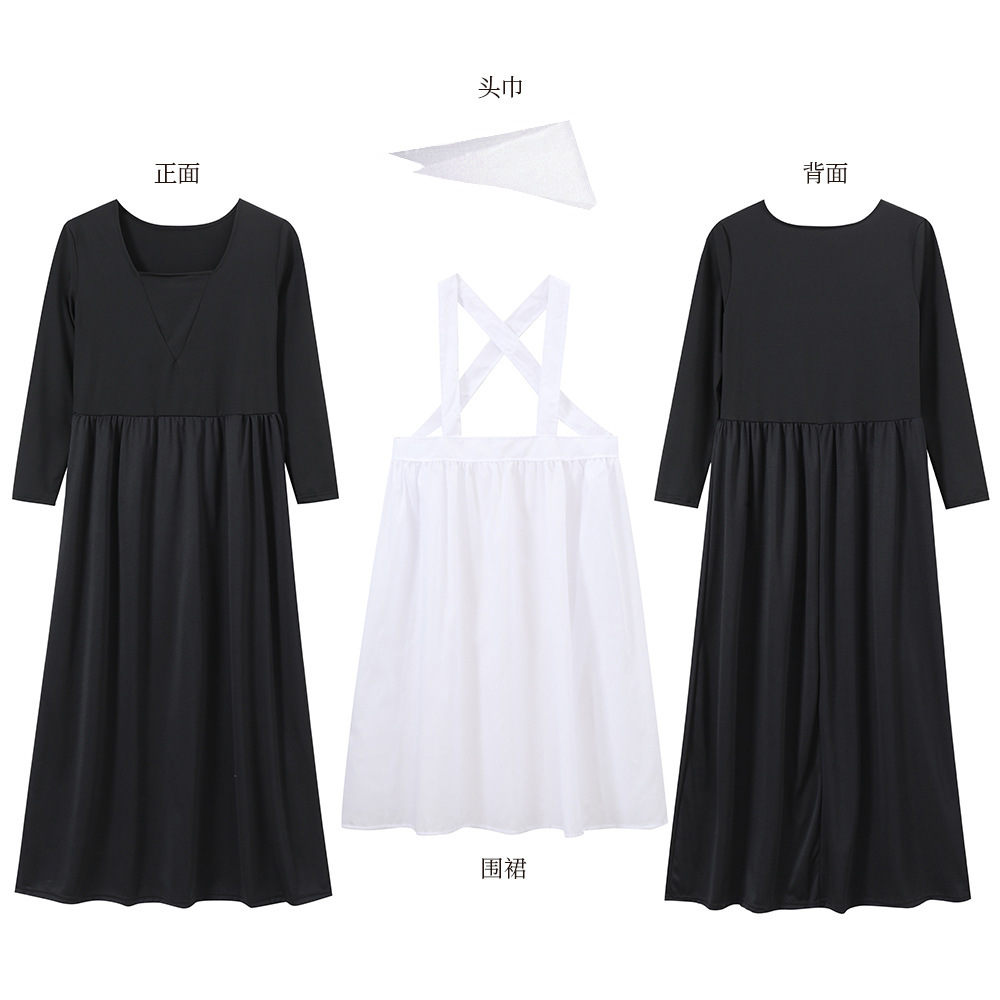Halloween costume, European farm girl dress, coffee shop maid cosplay stage costume