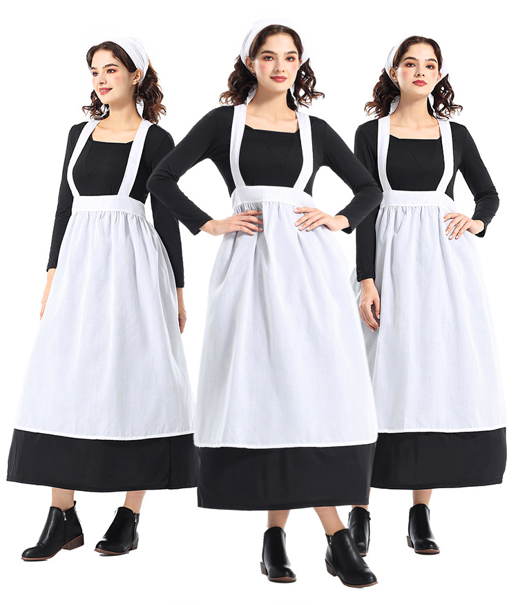 Halloween costume, European farm girl dress, coffee shop maid cosplay stage costume