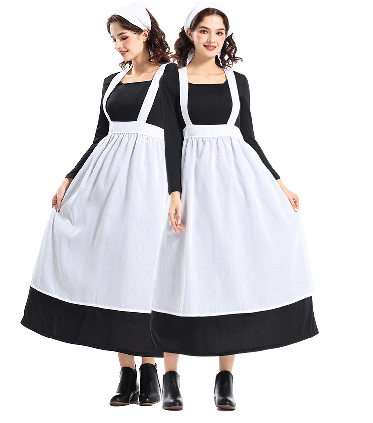Halloween costume, European farm girl dress, coffee shop maid cosplay stage costume