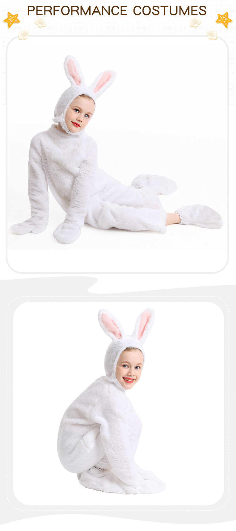 Halloween costumes for kids, cute plush bunny animal costumes, forest stage performance costumes, onesie pajamas