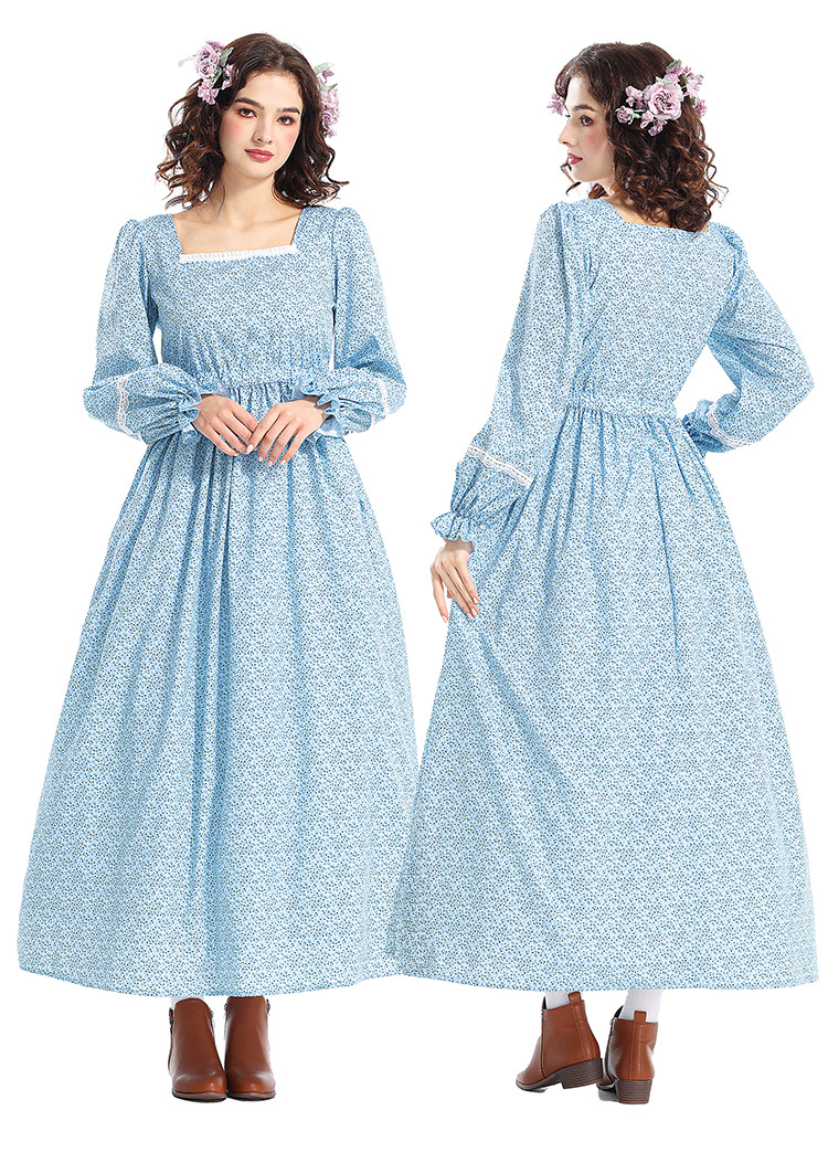Halloween cosplay outfit: manor farm owner costume, pastoral floral dress, avant-garde maid outfit
