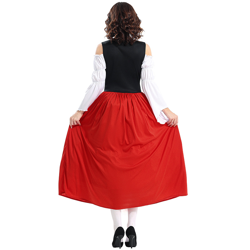 Halloween Adult Medieval Farm Maid Dress Munich Oktoberfest Long Dress Family Performance Costume