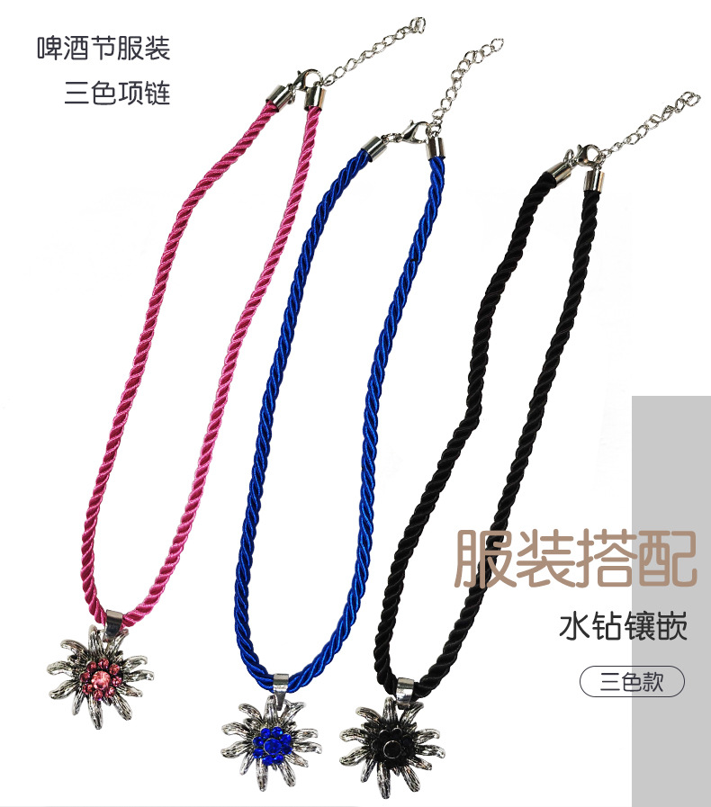 Three-color Bavarian folk style necklace, Munich Oktoberfest pendant