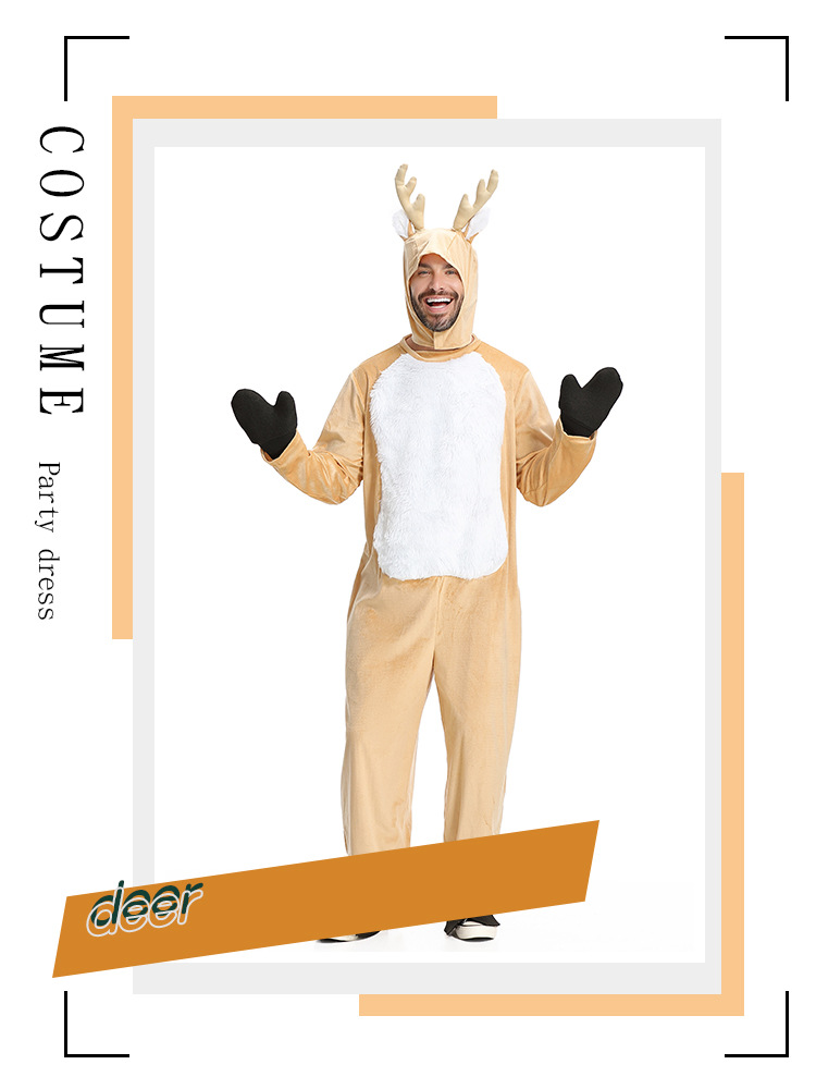 Plus Size Men's Reindeer Costume Christmas Animal Dress Pajama Party Outfit