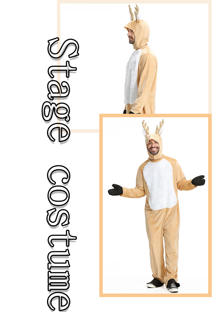 Plus Size Men's Reindeer Costume Christmas Animal Dress Pajama Party Outfit