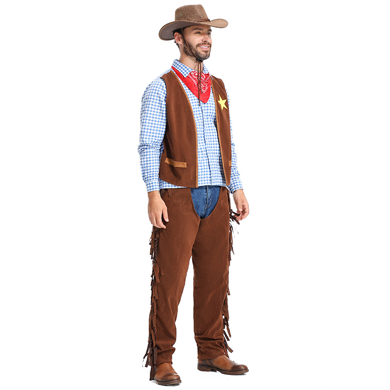 Halloween Costume Pioneer Texas Western Cowboy Suit for Adults (Men's Style)