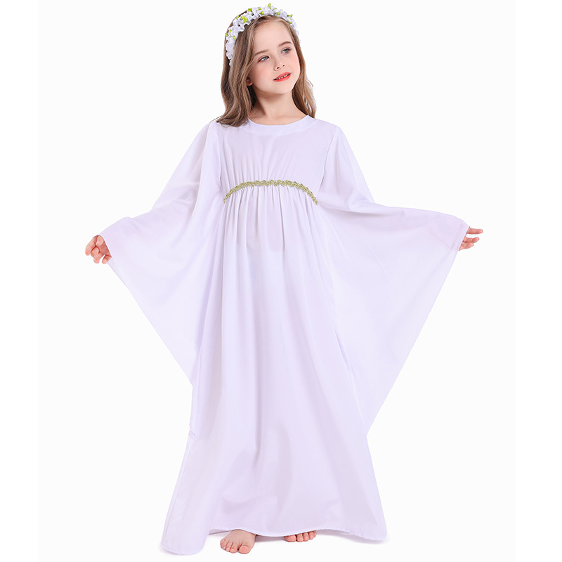 Halloween costume for girls: white dress, cape, cloak, angel costume, devil two-tone dress