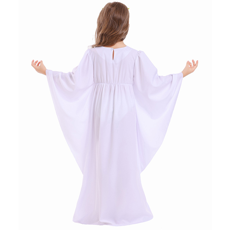 Halloween costume for girls: white dress, cape, cloak, angel costume, devil two-tone dress