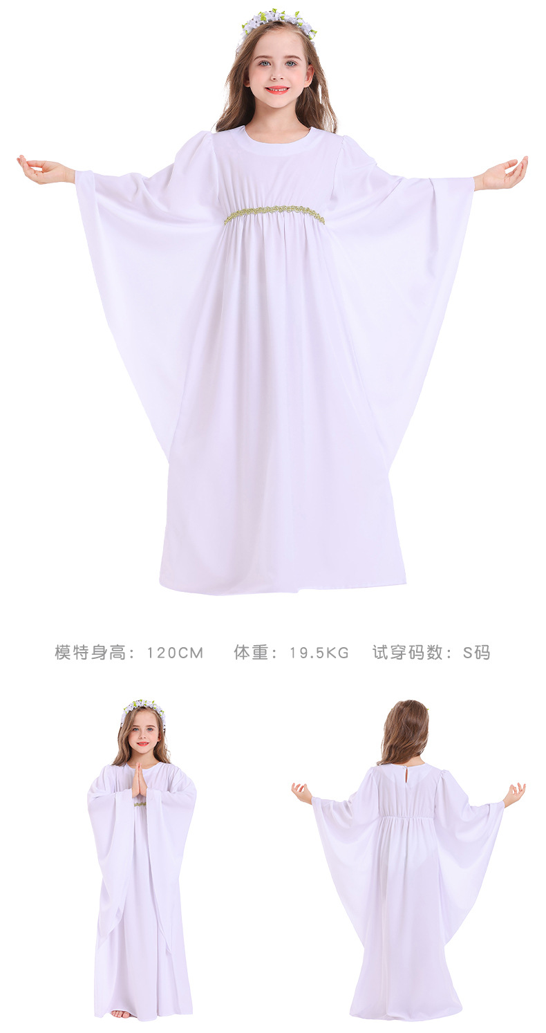 Halloween costume for girls: white dress, cape, cloak, angel costume, devil two-tone dress