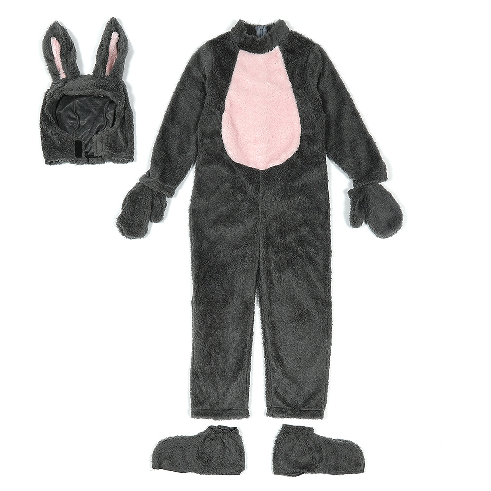 Halloween costumes for children, gray plush rabbit animal costume, fairy tale fairy tale bunny dance onesie pajamas