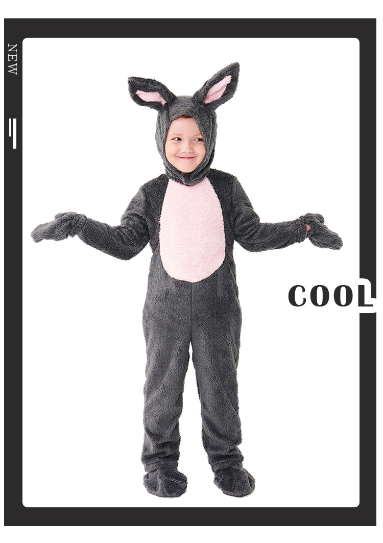 Halloween costumes for children, gray plush rabbit animal costume, fairy tale fairy tale bunny dance onesie pajamas