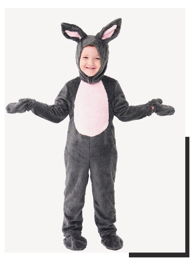 Halloween costumes for children, gray plush rabbit animal costume, fairy tale fairy tale bunny dance onesie pajamas