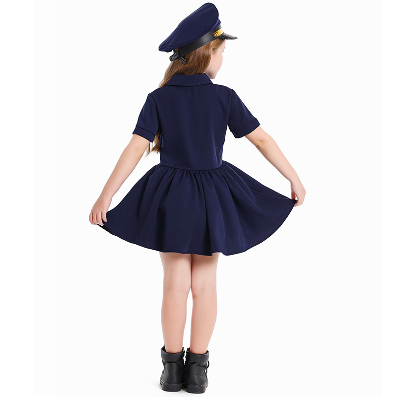 Dark blue pilot dress for girls to cosplay career experience.