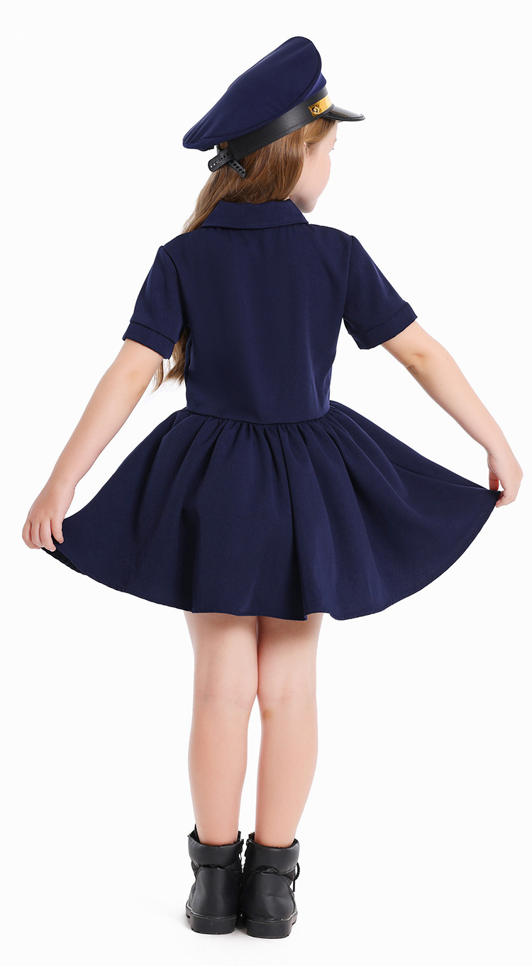 Dark blue pilot dress for girls to cosplay career experience.