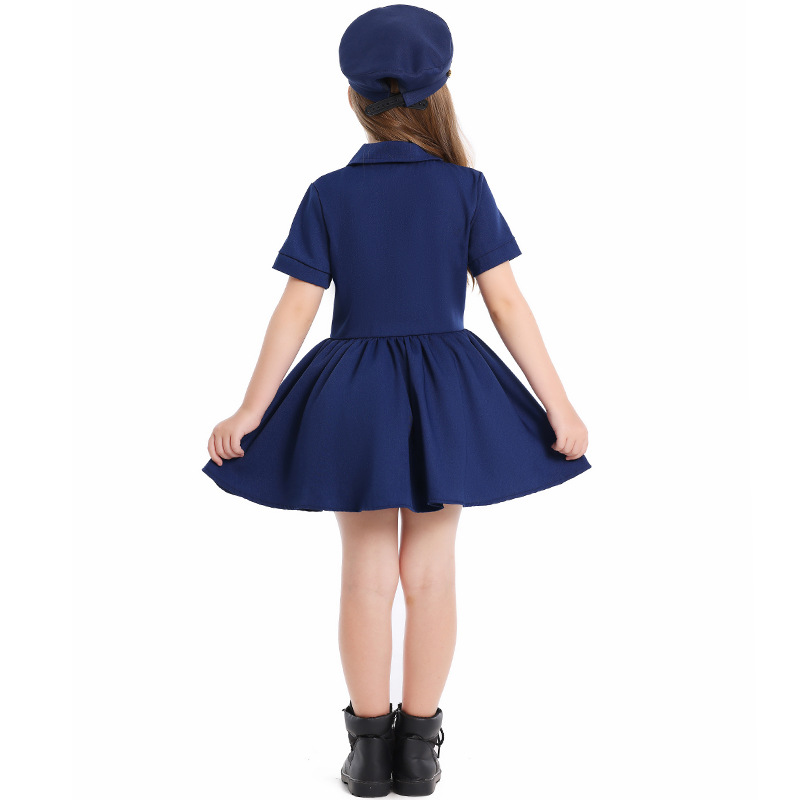 Navy blue captain's dress for girls' cosplay role-playing experience
