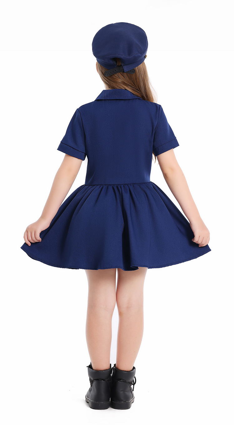 Navy blue captain's dress for girls' cosplay role-playing experience