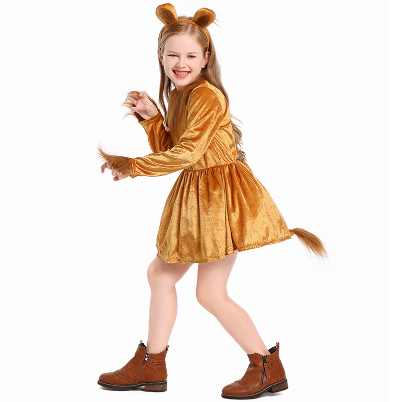 Children's Lion Dress Animal Costume Halloween Girls' Little Lion Stage Role-Playing Performance Costume