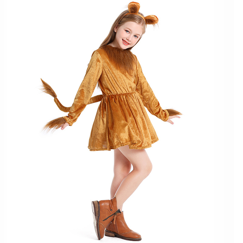Children's Lion Dress Animal Costume Halloween Girls' Little Lion Stage Role-Playing Performance Costume