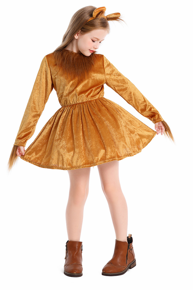 Children's Lion Dress Animal Costume Halloween Girls' Little Lion Stage Role-Playing Performance Costume