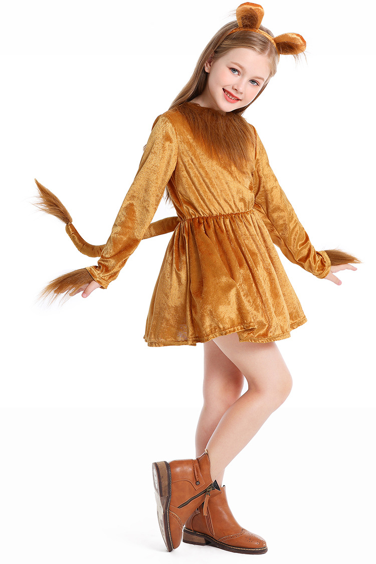 Children's Lion Dress Animal Costume Halloween Girls' Little Lion Stage Role-Playing Performance Costume